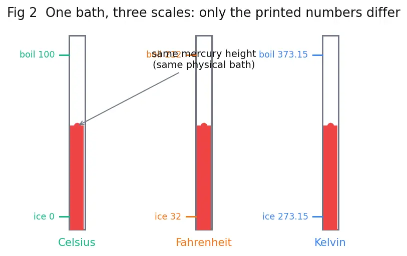 Figure — Temperature — thermal equilibrium, thermometers, scales