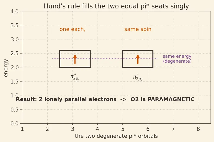 Figure — Why O₂ is paramagnetic (MOT prediction)