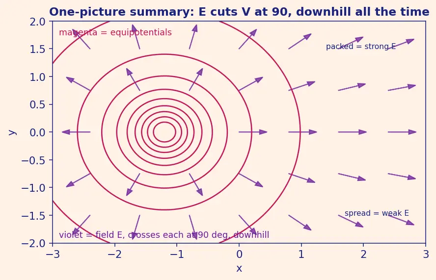 Figure — Equipotential surfaces — perpendicular to field