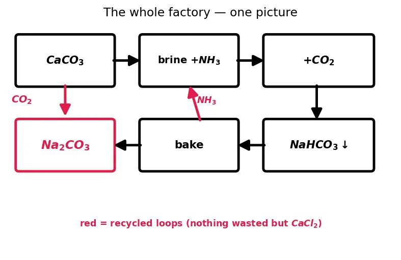 Figure — Important compounds — NaOH, NaCl, Na₂CO₃ (Solvay), NaHCO₃; CaO, CaCO₃, gypsum, plaster of Paris