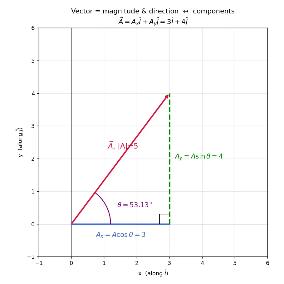 Figure — Vector representation — magnitude, direction, components