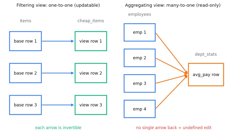 Figure — Views — creating, updatable views