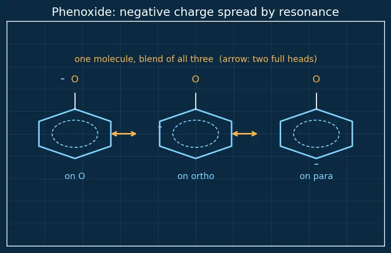 Figure — Phenols — acidity (resonance stabilization), Kolbe-Schmidt, Reimer-Tiemann, Fries rearrangement