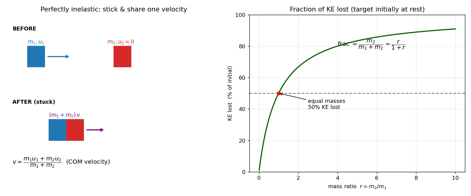 Figure — Perfectly inelastic collisions — maximum KE loss