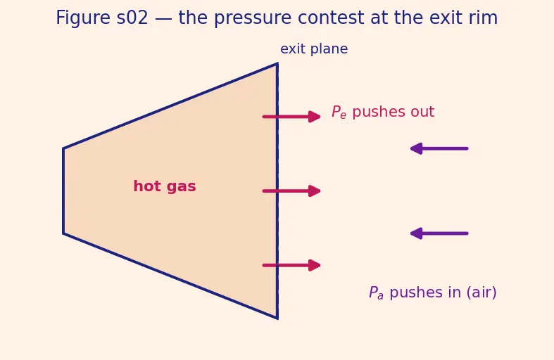 Figure — Optimum expansion — P_e = P_a for maximum thrust