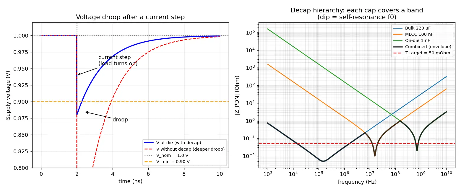 Figure — Voltage droop and decoupling capacitors