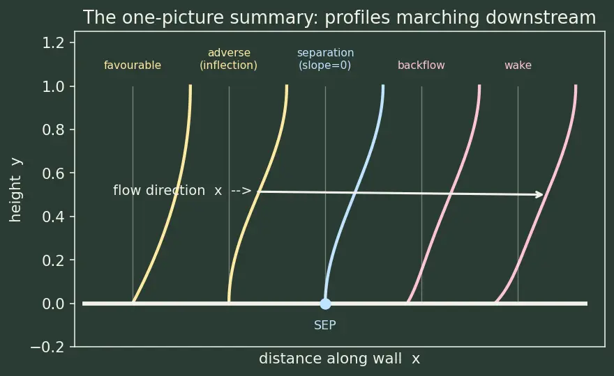 Figure — Boundary layer separation — adverse pressure gradient