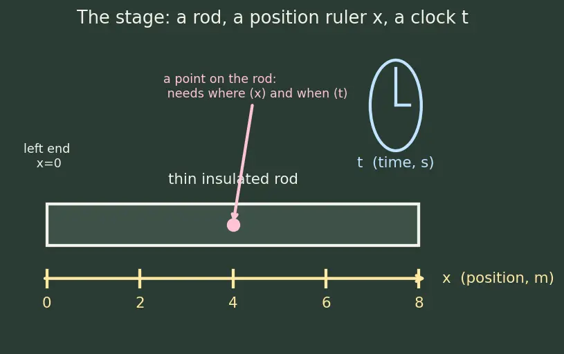 Figure — Heat equation (parabolic) 1D — derivation from Fourier's law