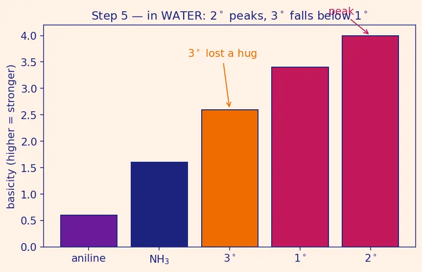 Figure — Amines — basicity (alkyl  -  NH₃  -  aryl in water; reverse in gas phase), Hofmann elimination, carbylamine, Hinsberg te