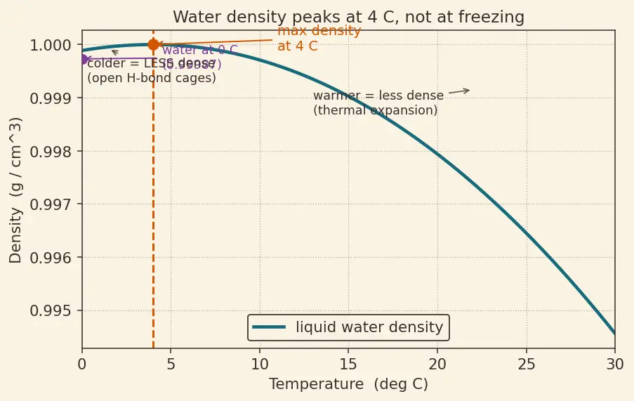 Figure — Water — structure (HOH = 104.5°), anomalous expansion, hardness (temporary - permanent), softening