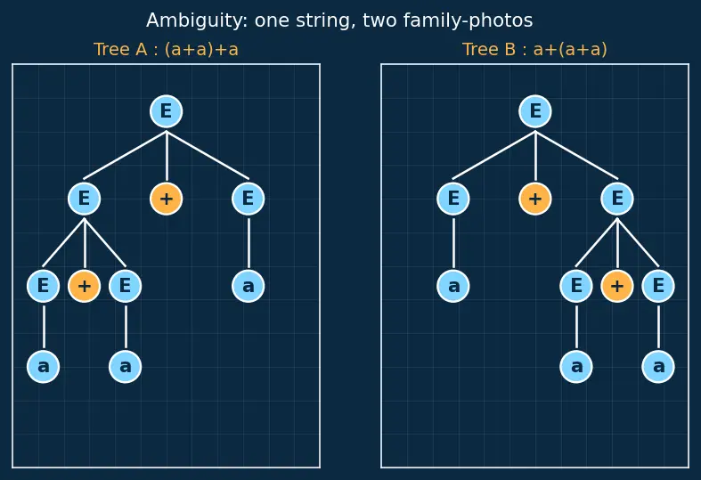 Figure — Context-free grammars (CFG) — productions, derivations, parse trees