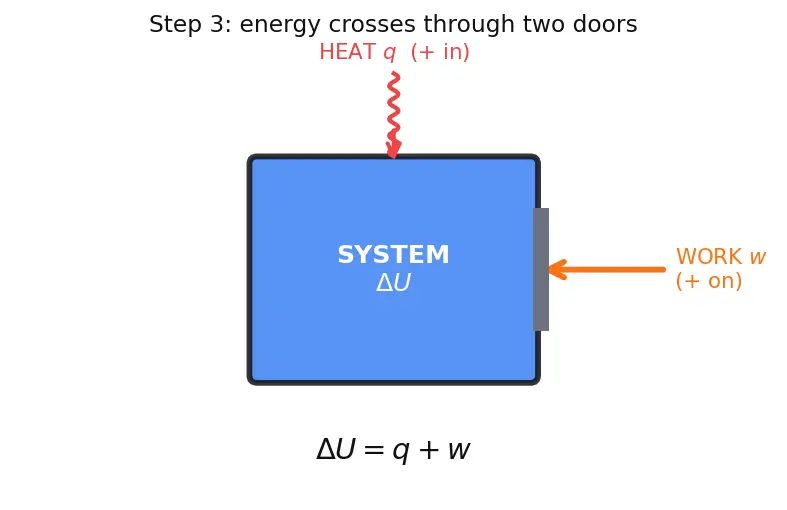 Figure — System vs surroundings; open, closed, isolated