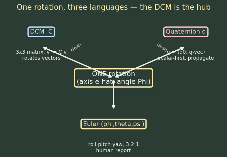 Figure — Converting between DCM, quaternions, Euler angles