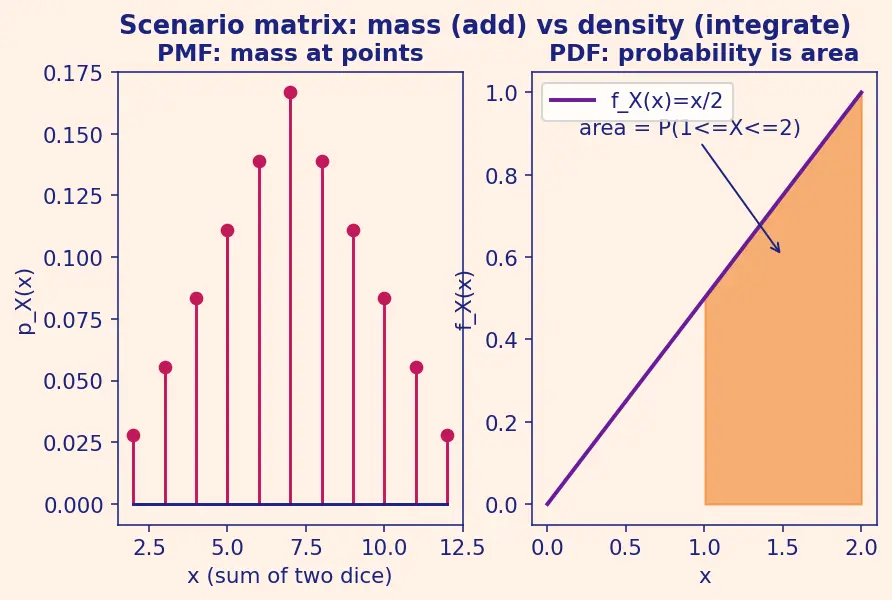 Figure — Probability mass and density functions
